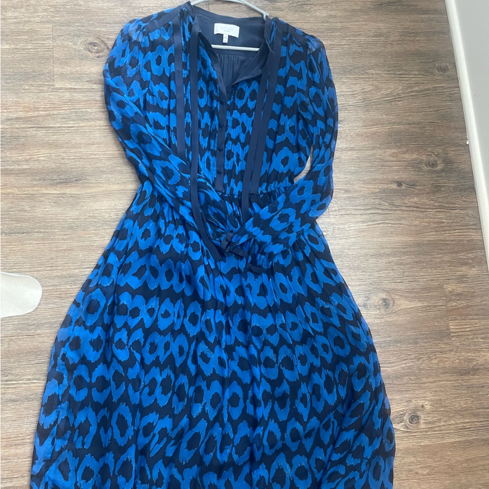 Adam Lippes 100% silk dress, size 6 blue/black